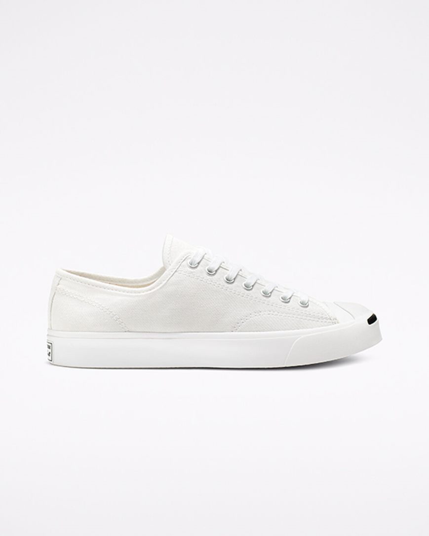 Tenis Converse Jack Purcell Lona Cano Baixo Feminino Branco Pretas | PT P031574